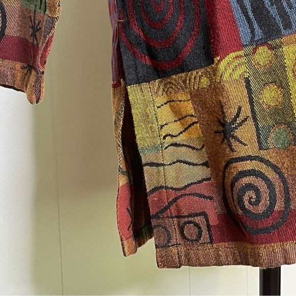 Chico’s Design Jacket 90s Abstract Print Art To Wear Mandarin Collar Sz … - Picture 6 of 15